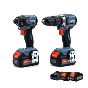 X2 2pc Power Combo: 1/4" Impact Driver, 1/2" Hammer Drill, 2*18V 4Ah Battery and 2A Charge