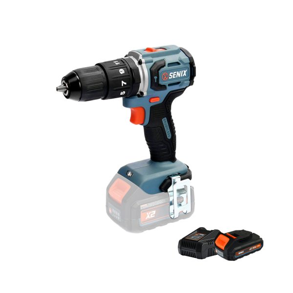 SENIX - X2 Hammer Drill Kit: 13mm Hammer Drill, 18V 4Ah Battery, 4A Charger + drill bits