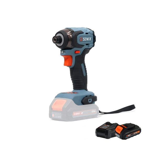SENIX - X2 Impact Driver Kit: 1/4" Impact Driver, 18V 2Ah Battery and 2A Charger + Bits