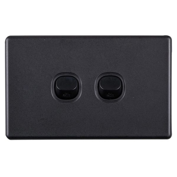 2 GANG SWITCH  MATT BLACK