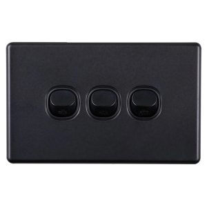 3 GANG SWITCH  MATT BLACK