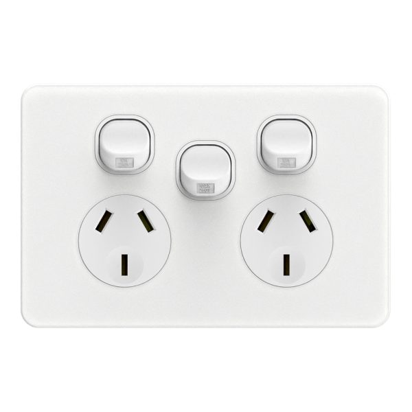 DOUBLE POWERPOINT HORIZONTAL WITH EXTRA SWITCH WHITE