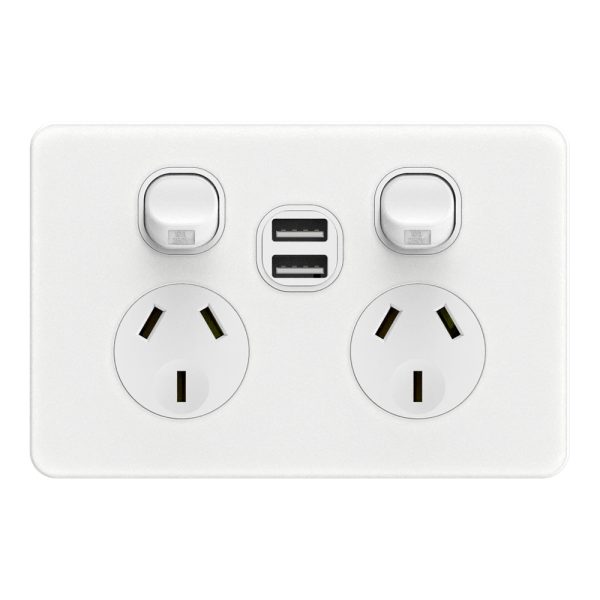 DOUBLE POWERPOINT HORIZONTAL WITH DOUBLE USB WHITE