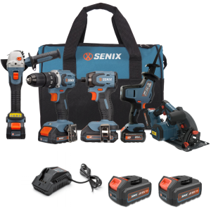 SENIX - X2 5pc Power Combo: including 2*18V 4Ah Battery, 18V 2Ah battery and 4A Charger